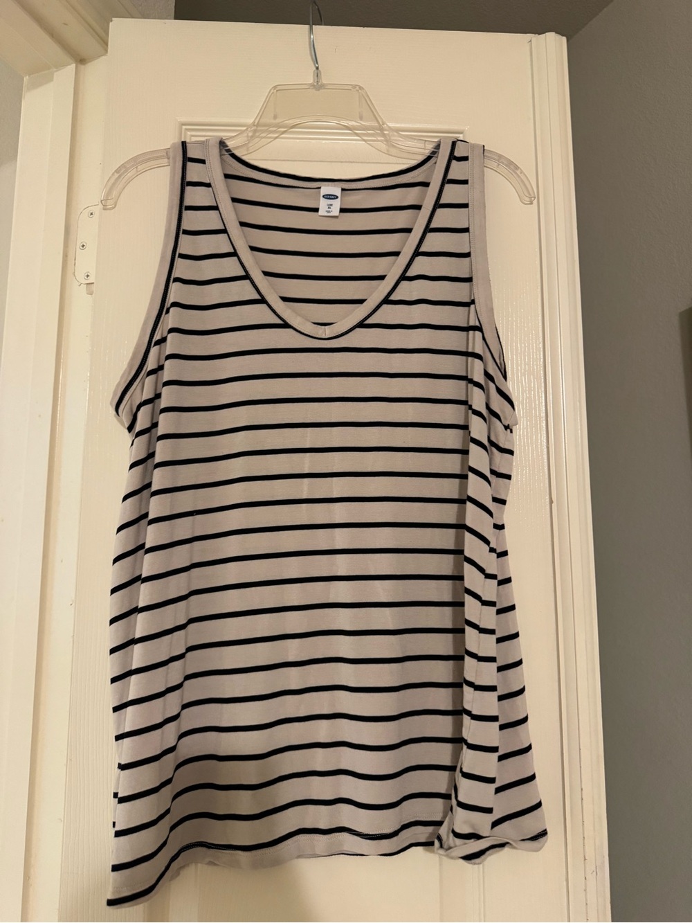 Old Navy Black and White Striped V-Neck Tank